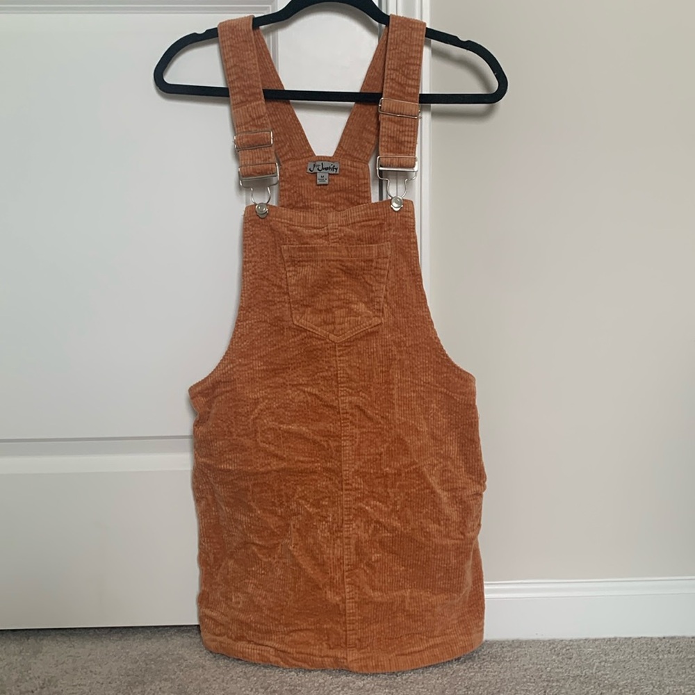Orange corduroy overall dress Medium